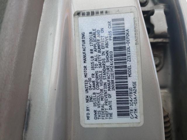 1NXBR12E3YZ414869 - 2000 TOYOTA COROLLA VE SILVER photo 10