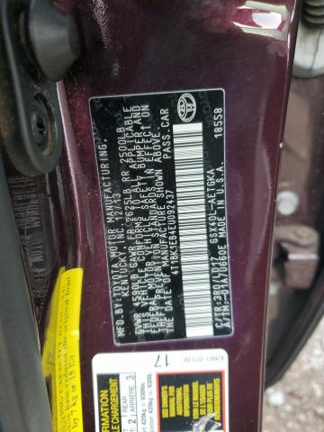 4T1BK1EB4EU092437 - 2014 TOYOTA AVALON BASE PURPLE photo 12