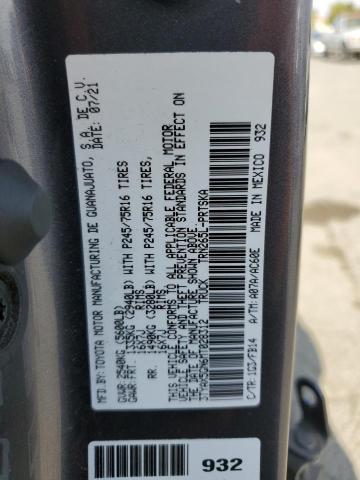 3TYAX5GN6MT028312 - 2021 TOYOTA TACOMA DOUBLE CAB 灰色 照片 12