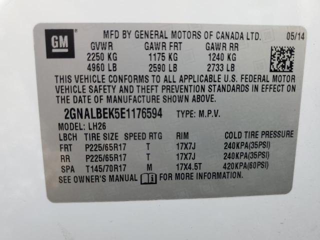 2GNALBEK5E1176594 - 2014 CHEVROLET EQUINOX LT WHITE photo 14