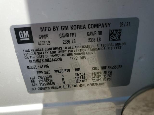 KL4MMFSL8MB143329 - 2021 BUICK ENCORE GX ESSENCE WHITE photo 13