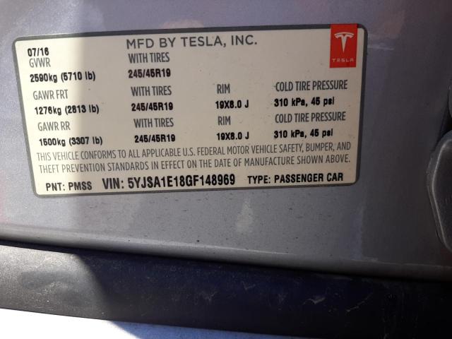 5YJSA1E18GF148969 - 2016 TESLA MODEL S Сріблястий фото 12