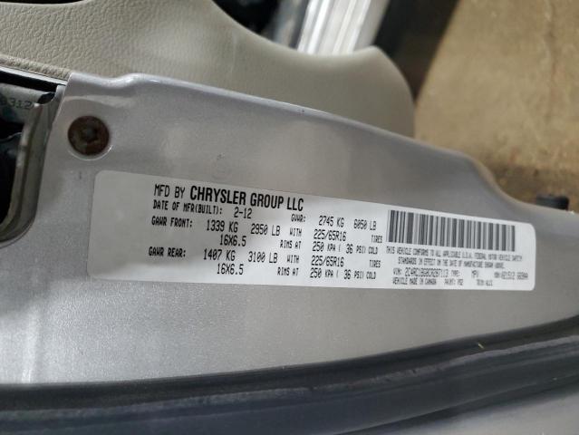 2C4RC1BG8CR287113 - 2012 CHRYSLER TOWN & COU TOURING SILVER photo 13