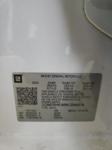 1GNERHKW9KJ246478 - 2019 CHEVROLET TRAVERSE LT თეთრი ფოტო 13