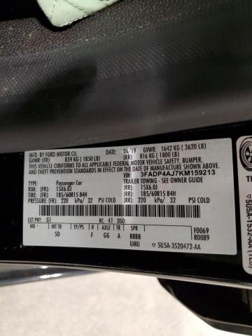 3FADP4AJ7KM159213 - 2019 FORD FIESTA S Қара фото 12