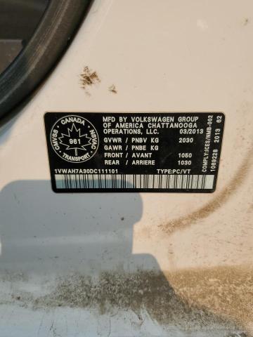 1VWAH7A30DC111101 - 2013 VOLKSWAGEN PASSAT S Blanco foto 12