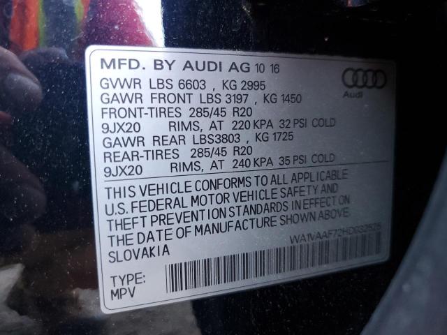 WA1VAAF72HD032525 - 2017 AUDI Q7 PRESTIGE BLUE photo 13