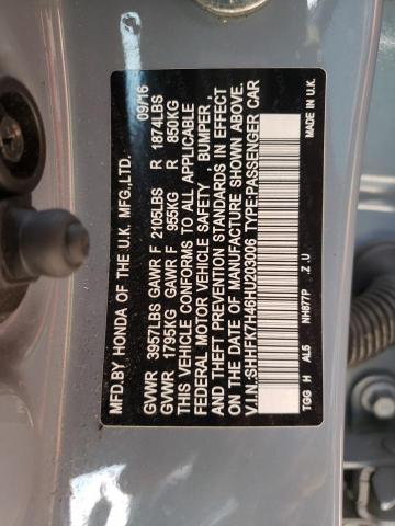 SHHFK7H46HU203006 - 2017 HONDA CIVIC SPORT 青色 照片 13