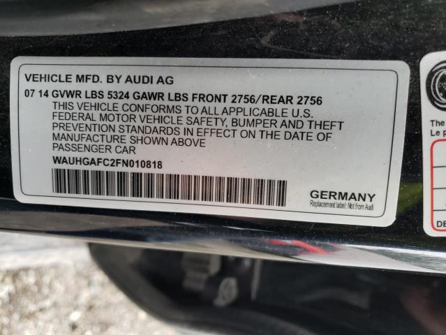 WAUHGAFC2FN010818 - 2015 AUDI A6 PRESTIGE შავი ფოტო 12