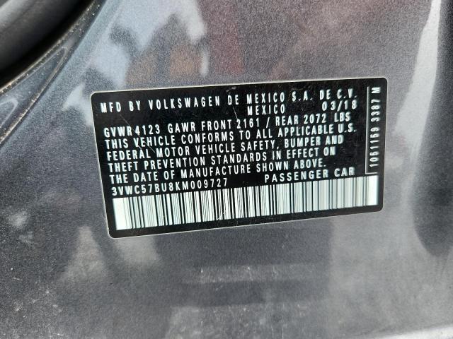 3VWC57BU8KM009727 - 2019 VOLKSWAGEN JETTA S ნაცრისფერი ფოტო 13