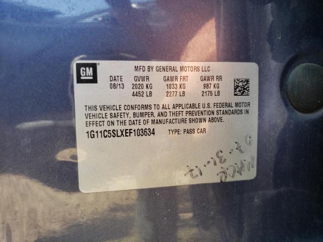 1G11C5SLXEF103634 - 2014 CHEVROLET MALIBU 1LT BLUE photo 12