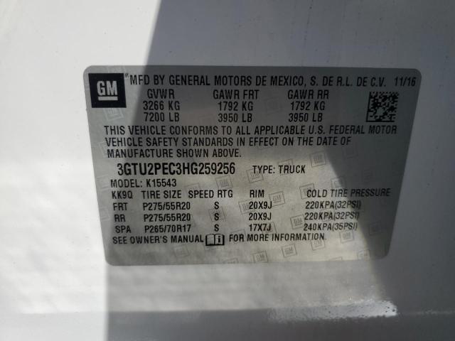 3GTU2PEC3HG259256 - 2017 GMC SIERRA K1500 DENALI WHITE photo 13