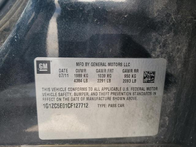 1G1ZC5E01CF127712 - 2012 CHEVROLET MALIBU LT1 1LT BLACK photo 12