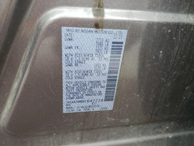 5N1AR2MM0EC647728 - 2014 NISSAN PATHFINDER S GRAY photo 13