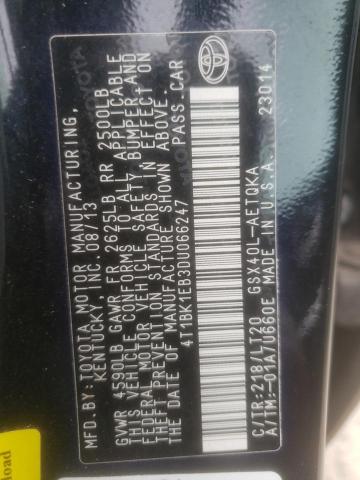 4T1BK1EB3DU066247 - 2013 TOYOTA AVALON BASE 黑色 照片 12