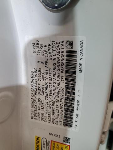 2HGFE1F71RH323697 - 2024 HONDA CIVIC EX WHITE photo 13