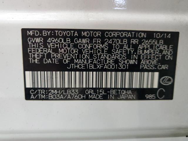 JTHCE1BLXFA001301 - 2015 LEXUS GS 350 თეთრი ფოტო 12