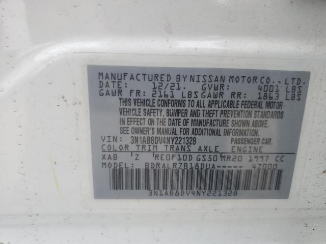 3N1AB8DV4NY221328 - 2022 NISSAN SENTRA SR WHITE photo 12