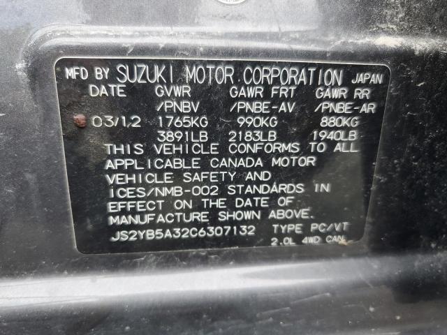 JS2YB5A32C6307132 - 2012 SUZUKI SX4 CHARCOAL photo 12