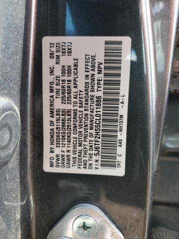 5J6TF2H55CL011886 - 2012 HONDA CROSSTOUR EXL გრაფიტი ფოტო 12