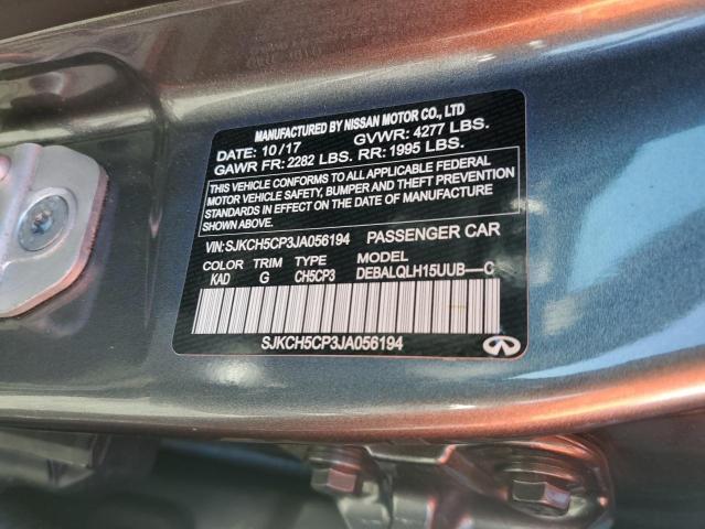 SJKCH5CP3JA056194 - 2018 INFINITI QX30 BASE SILVER photo 10