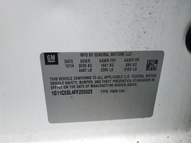1G11C5SL4FF255023 - 2015 CHEVROLET MALIBU 1LT WHITE photo 12