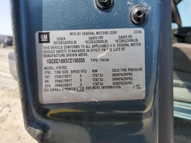 1GCEC19X57Z136035 - 2007 CHEVROLET SILVERADO C1500 CLASSIC Dəniz mavisi foto 12