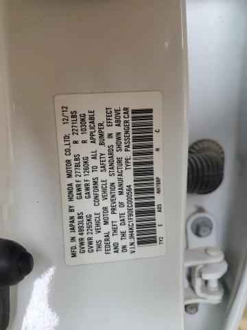 JH4KC1F90EC000564 - 2014 ACURA RLX ADVANCE WHITE photo 12