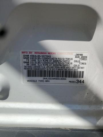 JA4LS21W49Z016064 - 2009 MITSUBISHI OUTLANDER ES WHITE photo 12