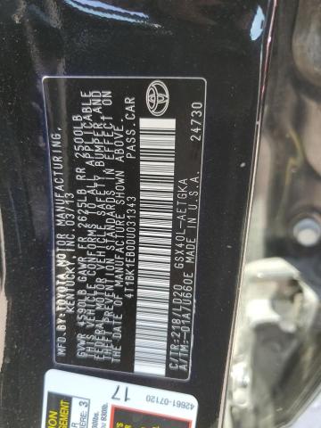 4T1BK1EB0DU031343 - 2013 TOYOTA AVALON BASE 石墨色 照片 12