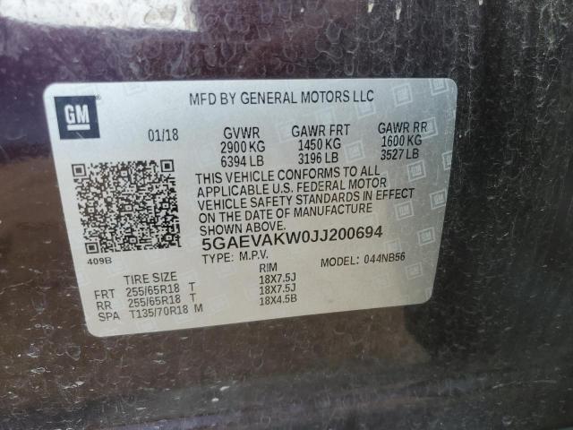 5GAEVAKW0JJ200694 - 2018 BUICK ENCLAVE ESSENCE Bordo foto 13