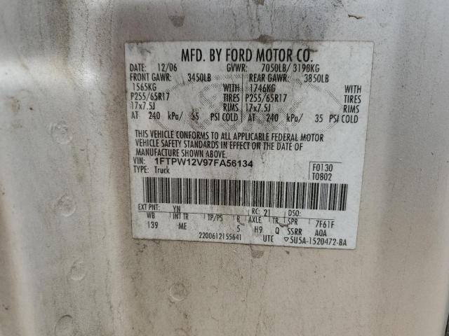 1FTPW12V97FA56134 - 2007 FORD F150 SUPERCREW SILVER photo 12