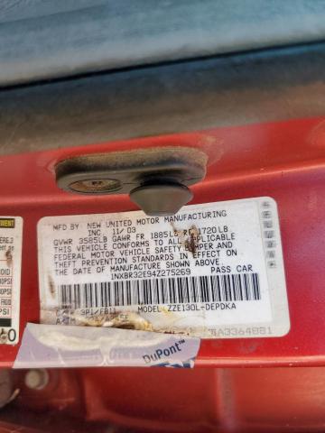 1NXBR32E94Z275269 - 2004 TOYOTA COROLLA CE 勃艮第红 照片 12