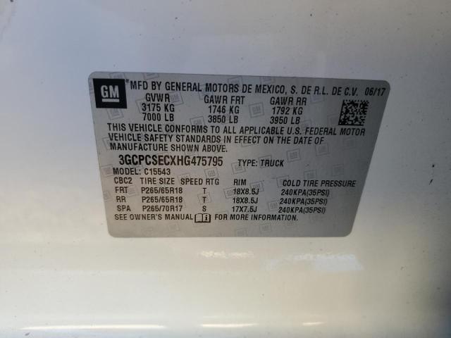 3GCPCSECXHG475795 - 2017 CHEVROLET SILVERADO C1500 LTZ WHITE photo 10