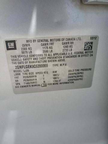 2GNFLGEK9C6280069 - 2012 CHEVROLET EQUINOX LTZ SILVER photo 13