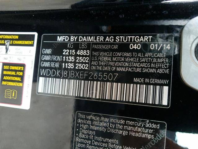 WDDKJ8JBXEF265507 - 2014 MERCEDES-BENZ E 350 4MATIC BLACK photo 10