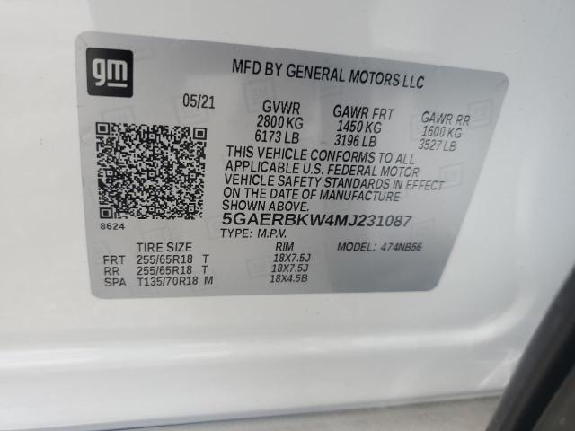 5GAERBKW4MJ231087 - 2021 BUICK ENCLAVE ESSENCE თეთრი ფოტო 12