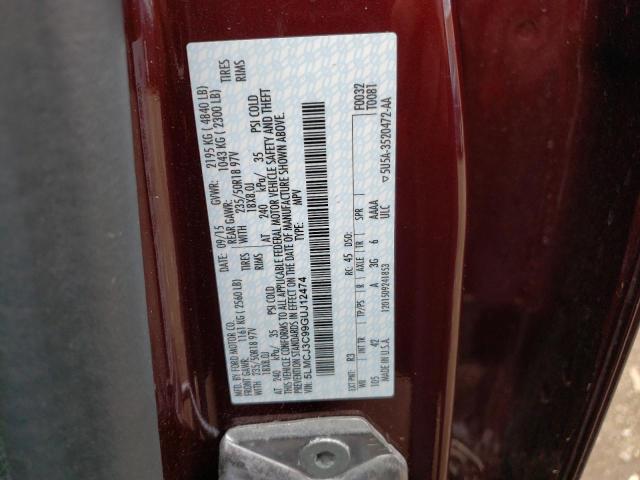 5LMCJ3C99GUJ12474 - 2016 LINCOLN MKC RESERVE Bordo fotoğraf 12