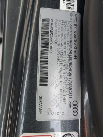 WUAWABFC1HN901870 - 2017 AUDI RS7 PRESTIGE GRAY photo 13