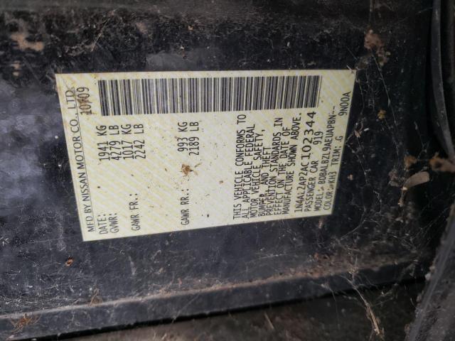 1N4AL2AP2AC102344 - 2010 NISSAN ALTIMA BASE BLACK photo 12