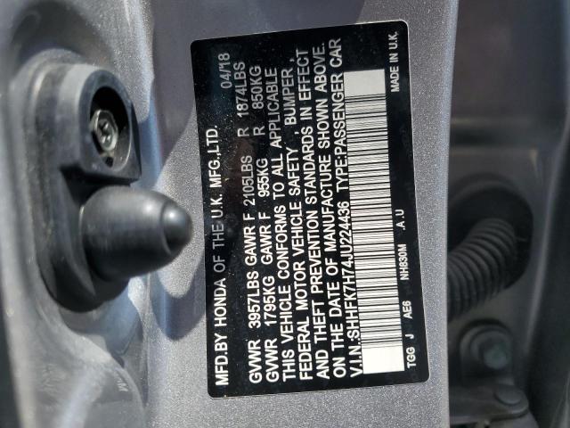 SHHFK7H74JU224436 - 2018 HONDA CIVIC EXL Gümüş foto 12