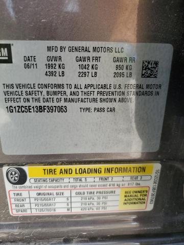 1G1ZC5E13BF397063 - 2011 CHEVROLET MALIBU 1LT BROWN photo 12