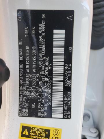 5TDJKRFH6GS278716 - 2016 TOYOTA HIGHLANDER XLE თეთრი ფოტო 13