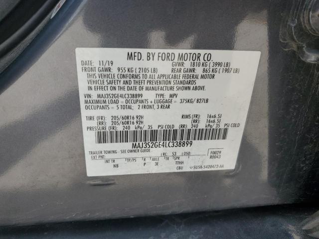 MAJ3S2GE4LC338899 - 2020 FORD ECOSPORT SE 灰色 照片 12