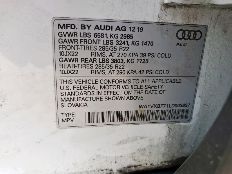 WA1VXBF71LD003627 - 2020 AUDI Q7 PRESTIGE WHITE photo 14