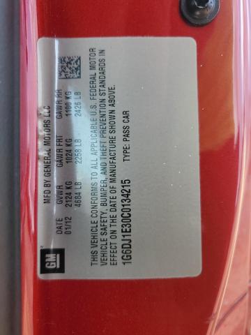 1G6DJ1E30C0134215 - 2012 CADILLAC CTS PERFORMANCE COLLECTION Rojo foto 12