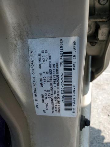 JM1BJ2225Y0249762 - 2000 MAZDA PROTEGE DX BEIGE photo 12