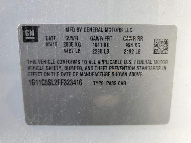 1G11C5SL2FF323416 - 2015 CHEVROLET MALIBU 1LT 白色 照片 12