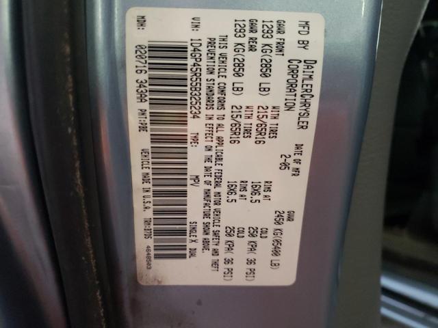 1D4GP45R55B325234 - 2005 DODGE CARAVAN SXT BLUE photo 12