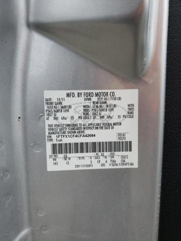 1FTFX1CF4CFA42684 - 2012 FORD F150 SUPER CAB SILVER photo 13